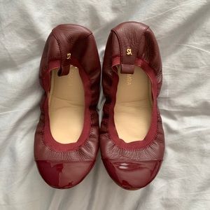Yosi Samra Maroon Leather Folding Flats